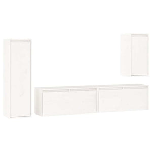 vidaXL TV Cabinets 4 pcs White Solid Pine Wood