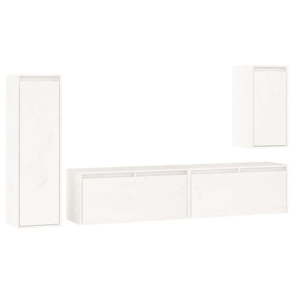 vidaXL TV Cabinets 4 pcs White Solid Pine Wood