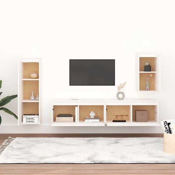 vidaXL TV Cabinets 4 pcs White Solid Pine Wood
