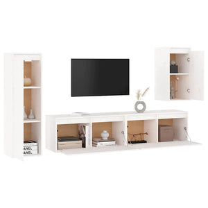 vidaXL TV Cabinets 4 pcs White Solid Pine Wood