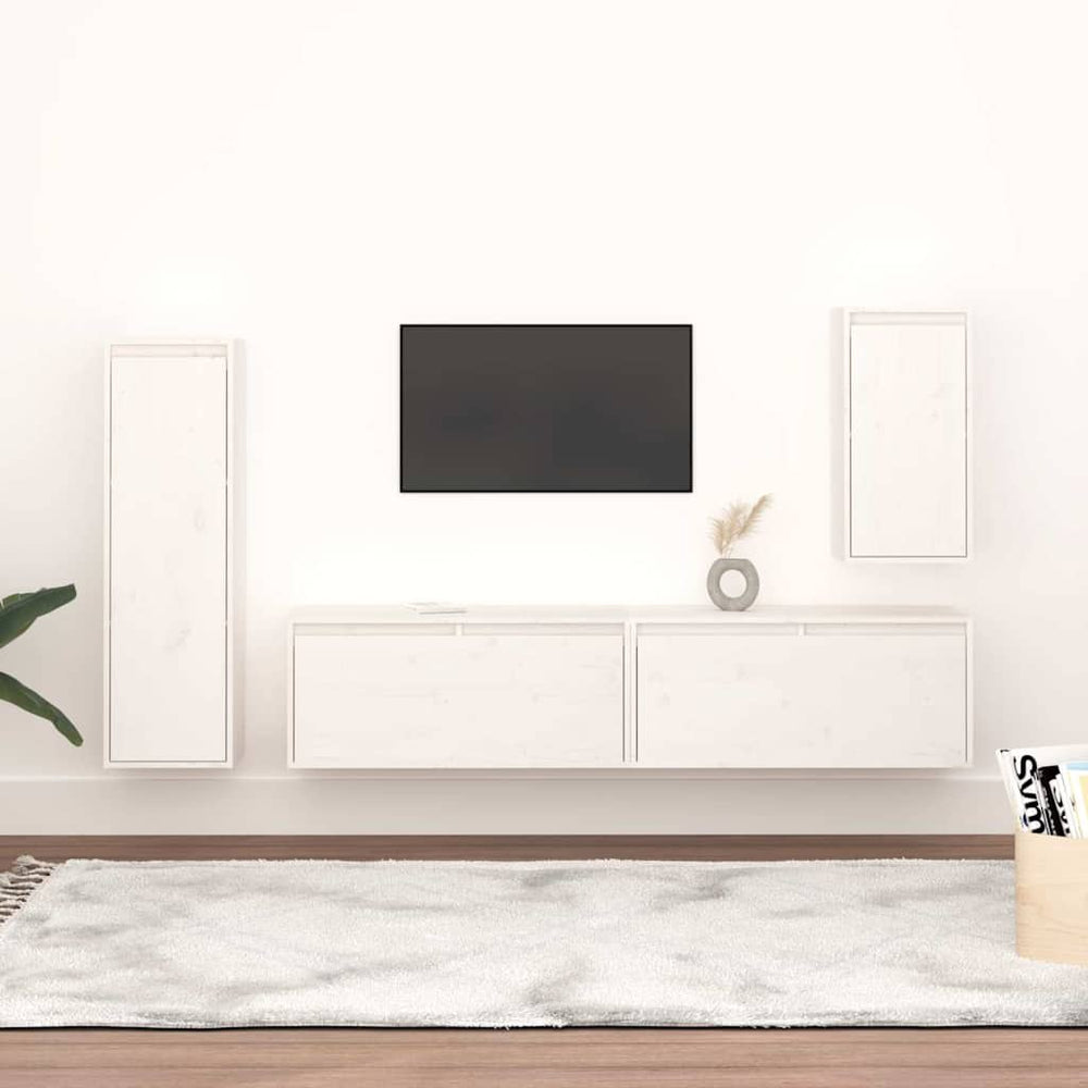 vidaXL TV Cabinets 4 pcs White Solid Pine Wood
