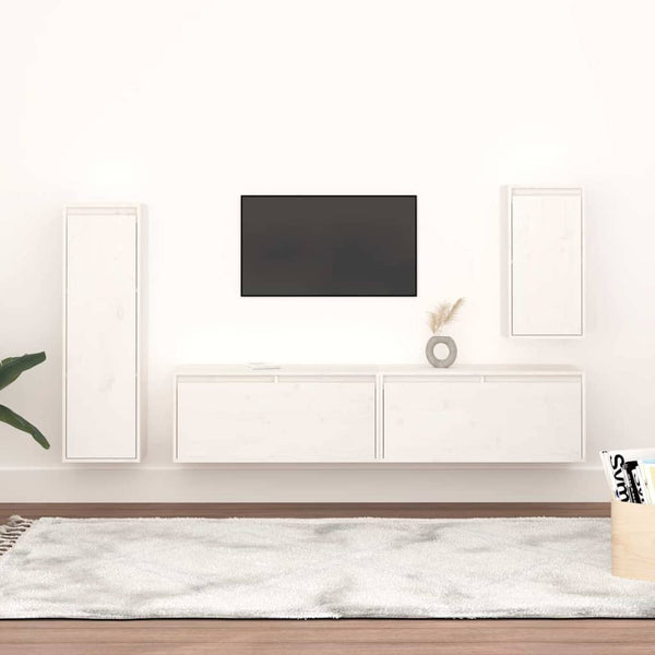 vidaXL TV Cabinets 4 pcs White Solid Pine Wood