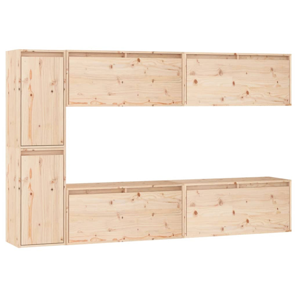 vidaXL TV Cabinets 6 pcs Solid Pine Wood