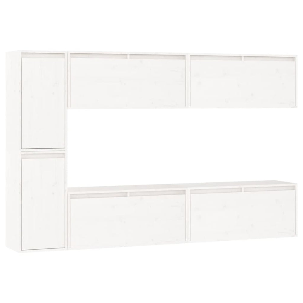 vidaXL TV Cabinets 6 pcs White Solid Pine Wood