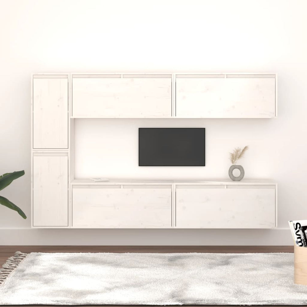 vidaXL TV Cabinets 6 pcs White Solid Pine Wood