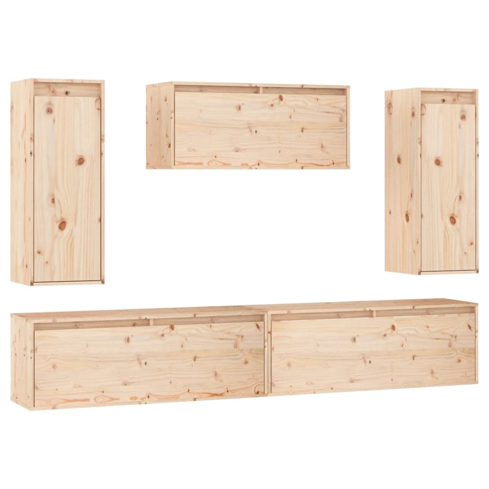 vidaXL TV Cabinets 5 pcs. Solid Pine Wood
