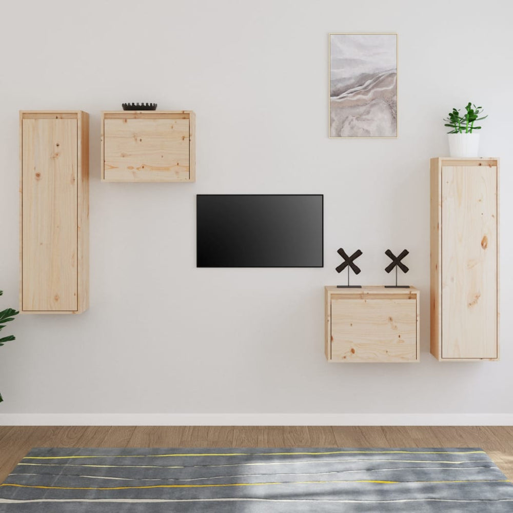 vidaXL TV Cabinets 4 pcs Solid Pine Wood