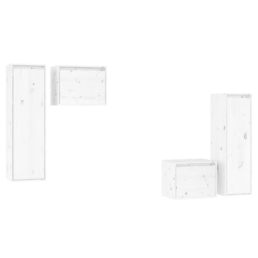 vidaXL TV Cabinets 4 pcs White Solid Pine Wood