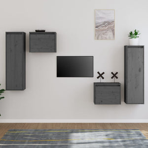 vidaXL TV Cabinets 4 pcs. Grey Solid Pine Wood