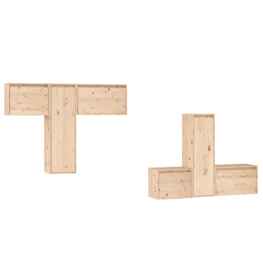 vidaXL TV Cabinets 6 pcs Solid Pine Wood