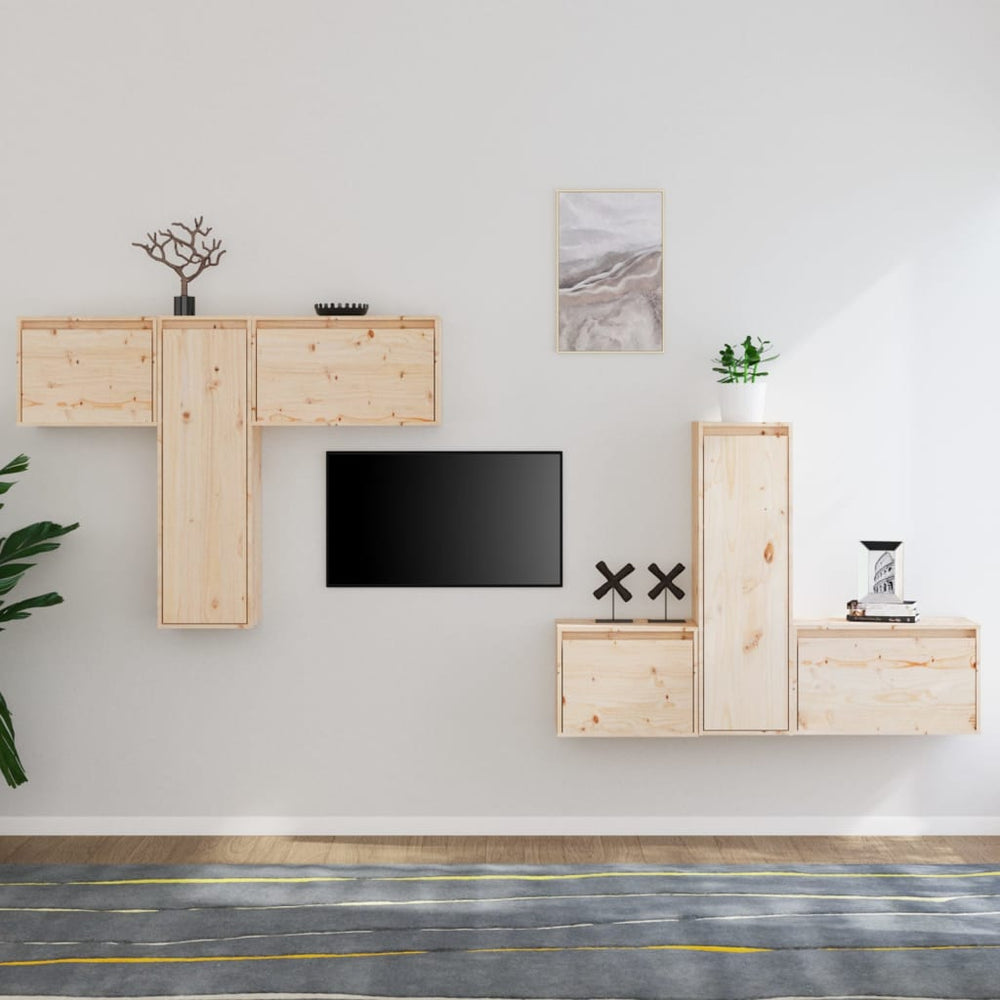 vidaXL TV Cabinets 6 pcs Solid Pine Wood
