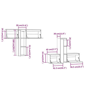vidaXL TV Cabinets 6 pcs Black Solid Pine Wood