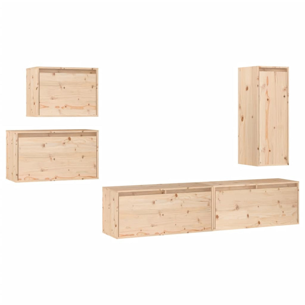 vidaXL TV Cabinets 5 pcs. Solid Pine Wood