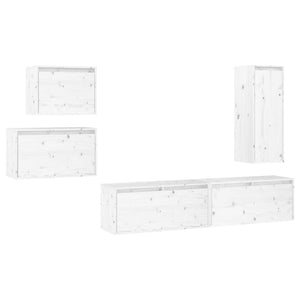 vidaXL TV Cabinets 5 pcs White Solid Pine Wood