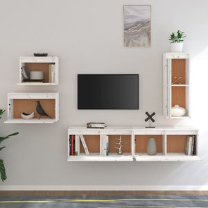 vidaXL TV Cabinets 5 pcs White Solid Pine Wood