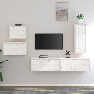vidaXL TV Cabinets 5 pcs White Solid Pine Wood