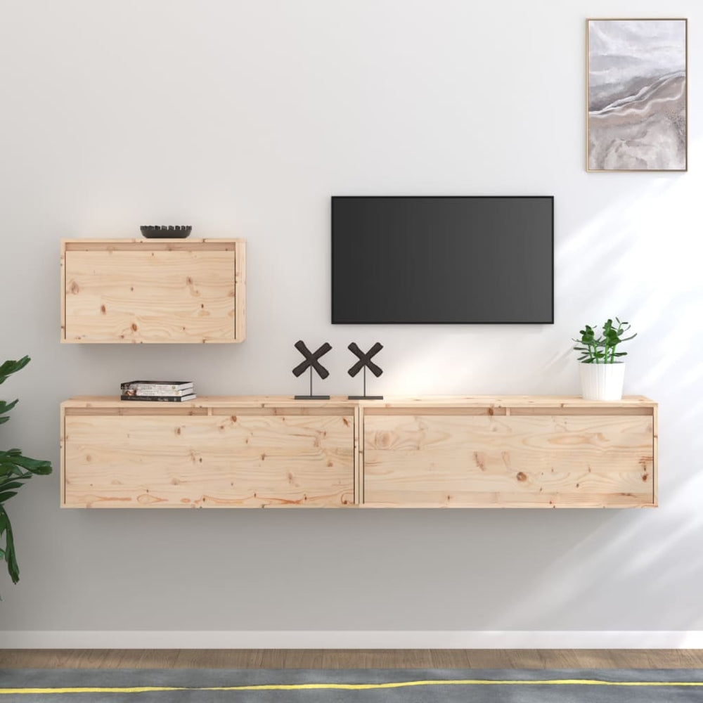 vidaXL TV Cabinets 3 pcs Solid Pine Wood