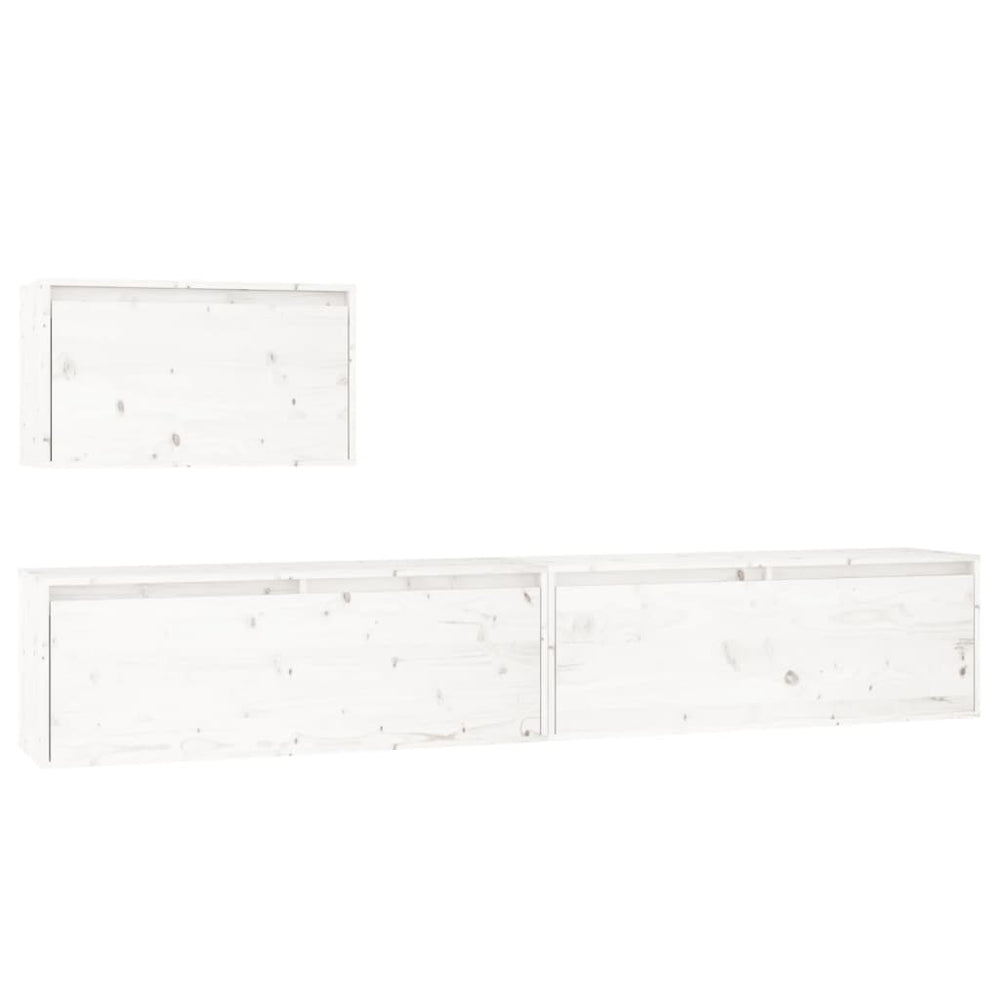 vidaXL TV Cabinets 3 pcs White Solid Pine Wood