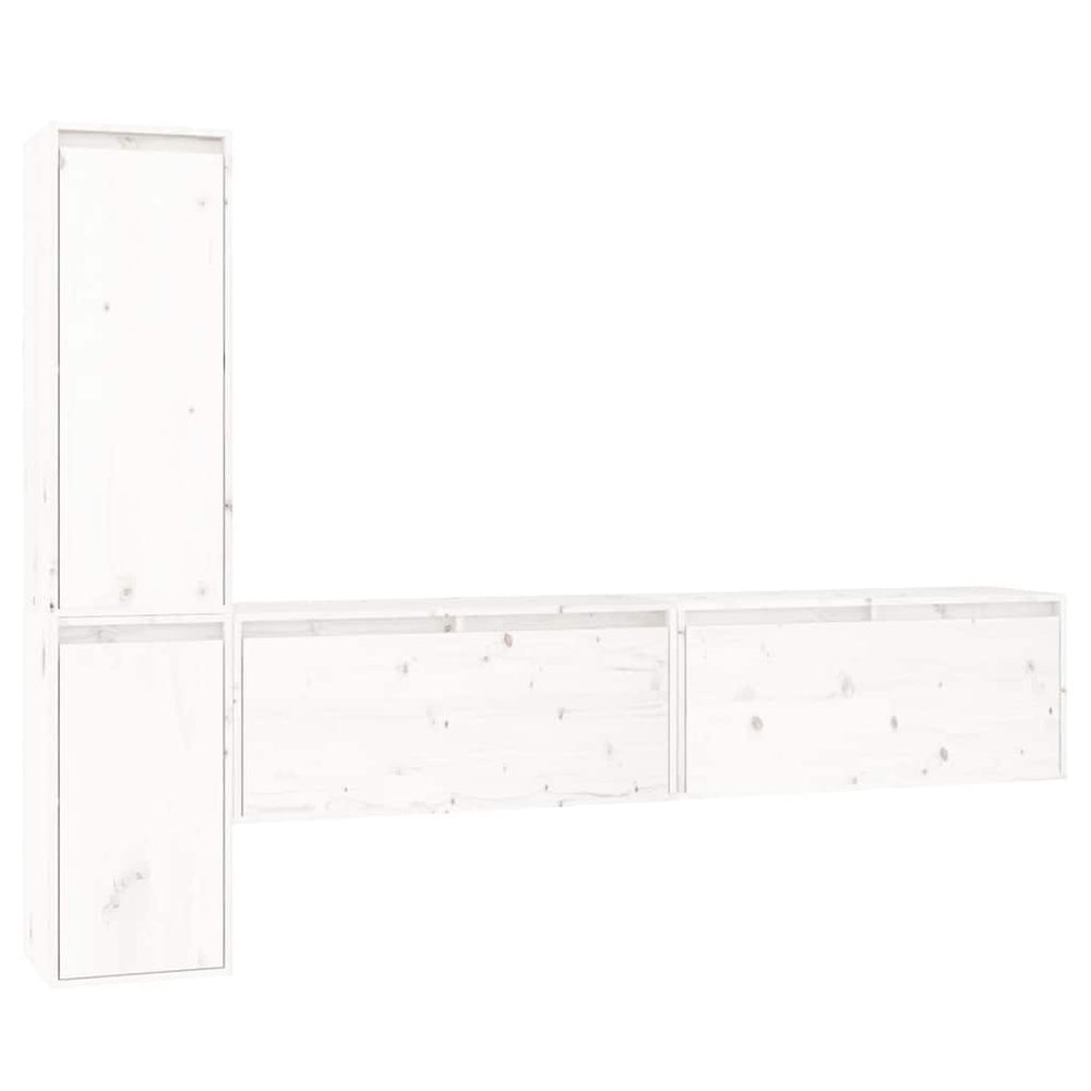 vidaXL TV Cabinets 4 pcs White Solid Pine Wood