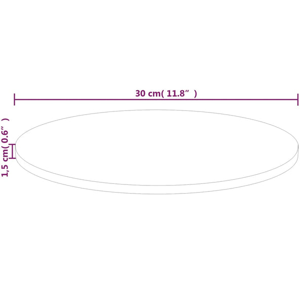 vidaXL Round Tabletop Ø30x1.5 cm Untreated Solid Oak Wood