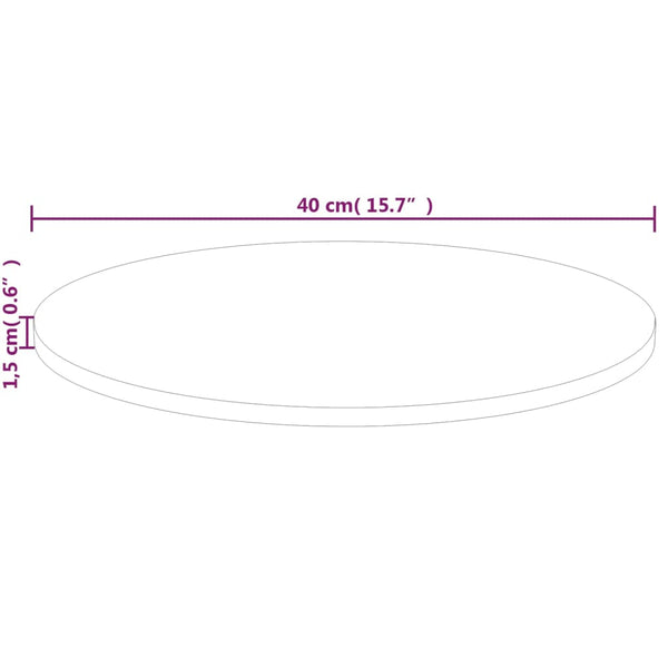 vidaXL Round Tabletop Ø40x1.5 cm Untreated Solid Oak Wood