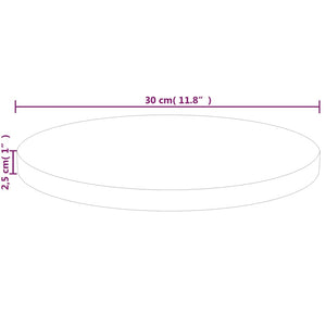 vidaXL Round Tabletop Ø30x2.5 cm Untreated Solid Oak Wood