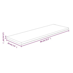 Eiche Regalbrett, 80x20 cm, Massivholz Unbehandelt