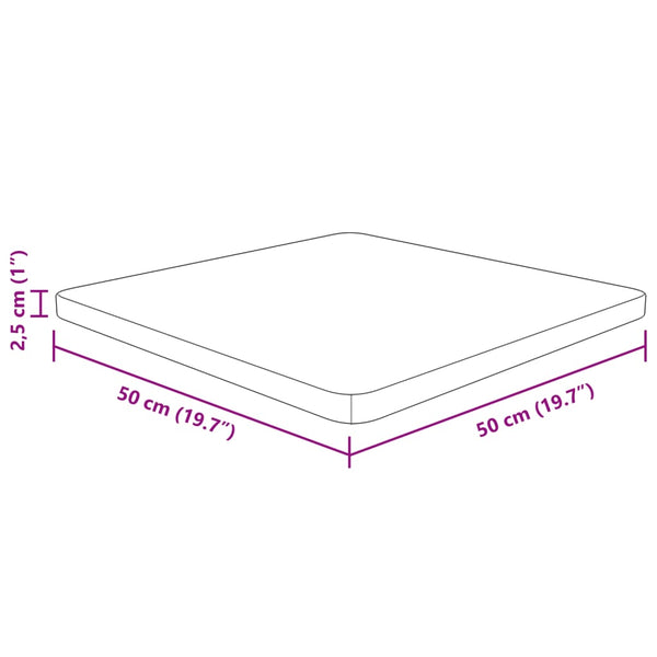 vidaXL Tabletop Square 50x50x2.5 cm Untreated Oak Wood