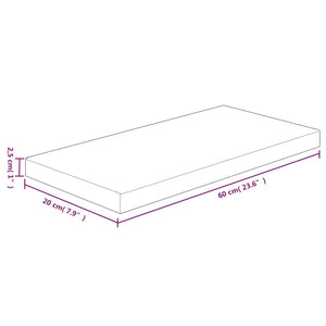 vidaXL Shelf Board 60x20x2.5 cm Untreated Solid Oak Wood