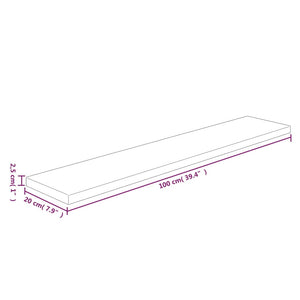 vidaXL Shelf Board 100x20x2.5 cm Untreated Solid Oak Wood