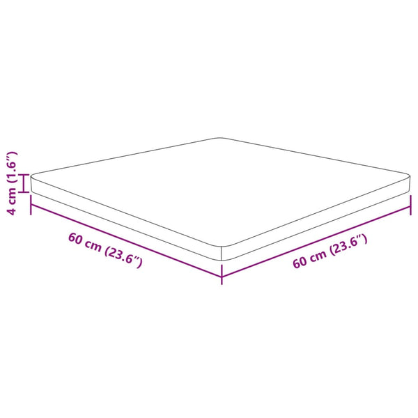 vidaXL Tabletop Square 60x60x4 cm Oak Wood Untreated