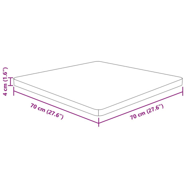 vidaXL Tabletop Square 70x70x4 cm Oak Untreated