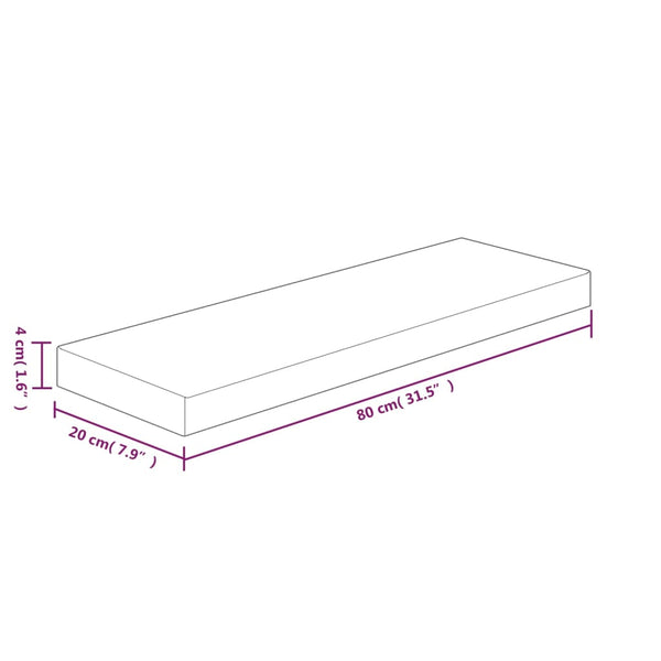 vidaXL Shelf 80x20x4 cm Untreated Solid Oak Wood