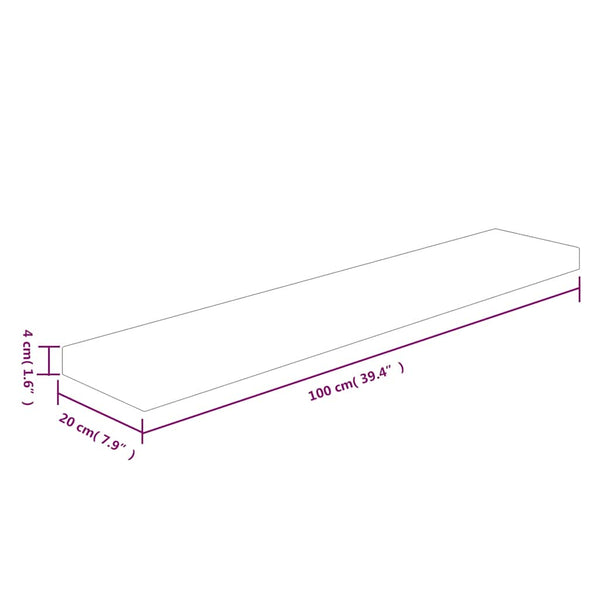 vidaXL Shelf 100x20x4 cm Untreated Solid Oak Wood