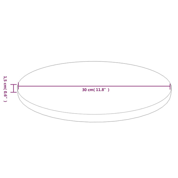 vidaXL Round Tabletop Light Brown Ø30x1.5 cm Treated Oak Wood