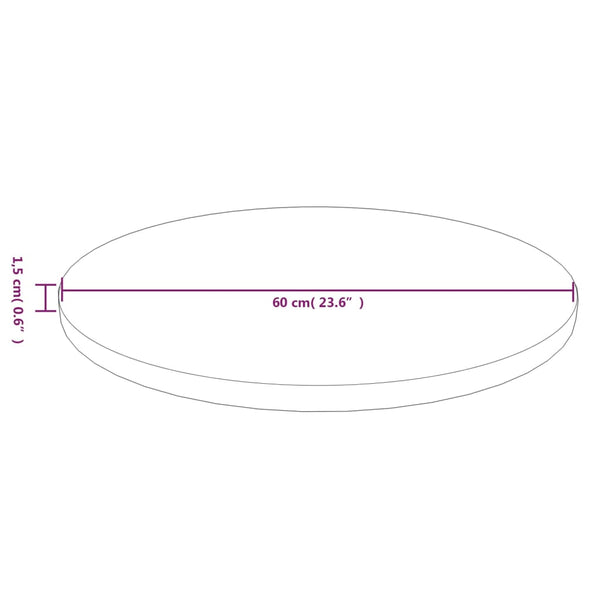 vidaXL Round Tabletop Light Brown Ø60x1.5 cm Treated Oak Wood