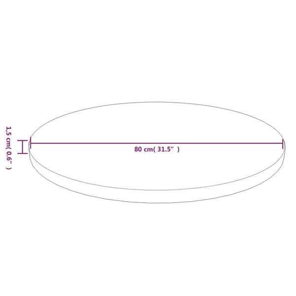 vidaXL Round Tabletop Light Brown Ø80x1.5 cm Treated Oak Wood
