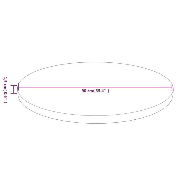 vidaXL Round Tabletop Dark Brown Ø90x1.5 cm Treated Oak Wood
