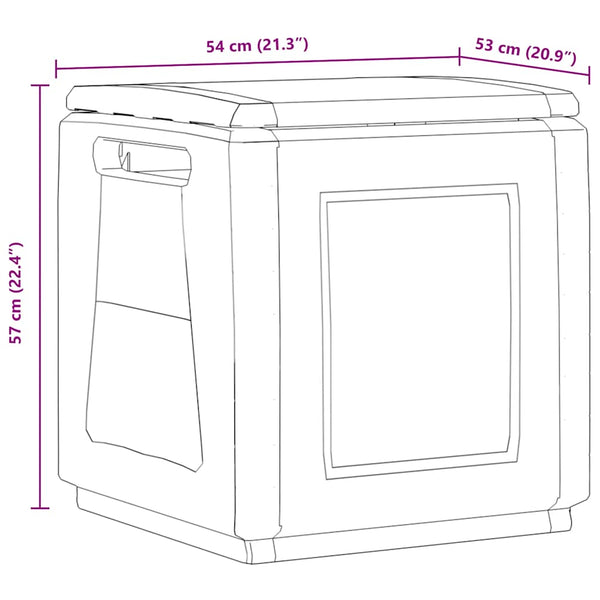vidaXL Garden Storage Box 54x53x57 cm 130 L Dark Grey Black