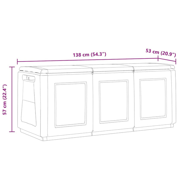 vidaXL Garden Storage Box 138x53x57 cm 330 L Dark Grey Black