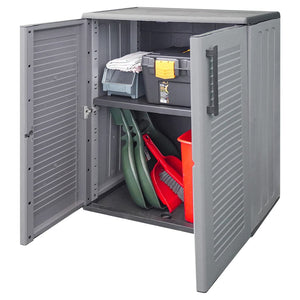 vidaXL Garden Storage Cabinet Grey Black 68x37x84 cm PP