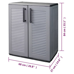vidaXL Garden Storage Cabinet Grey Black 68x37x84 cm PP