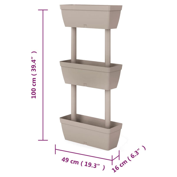 vidaXL Planter Set 3-Piece 100 cm Taupe