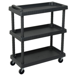 vidaXL 3-Tier Workshop Trolley Black 75x37.5x92 cm PP