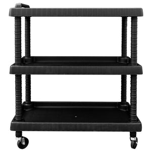 vidaXL 3-Tier Workshop Trolley Black 75x37.5x92 cm PP