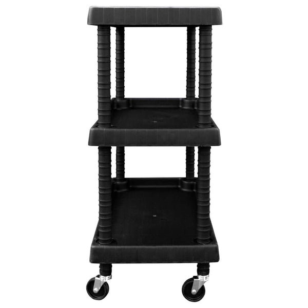 vidaXL 3-Tier Workshop Trolley Black 75x37.5x92 cm PP