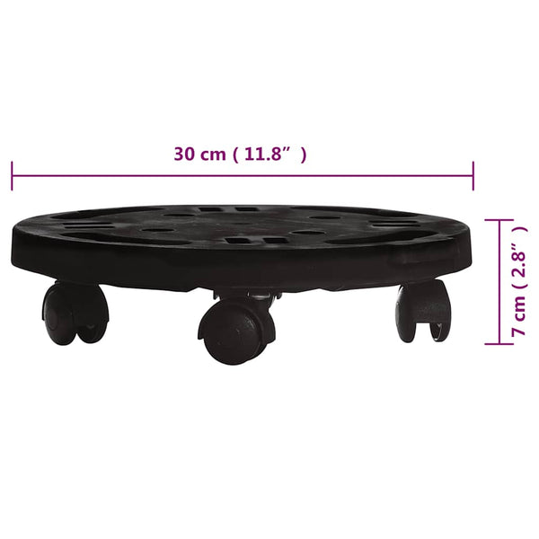 vidaXL Plant Caddy 30 cm Diameter Black 170 kg