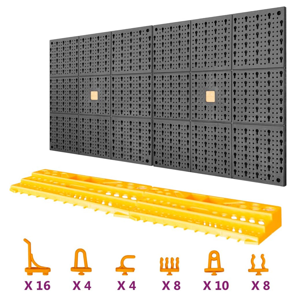 vidaXL Tool Wall 500x1000 mm 50 Hooks PP