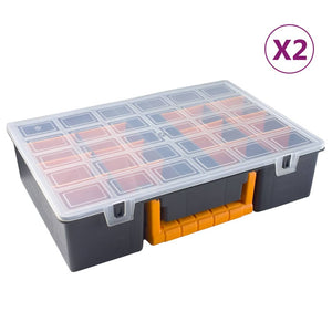 vidaXL Assortment Cases 2 pcs. Removable Dividers 360x250x85 mm PP