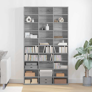 vidaXL CD Rack Grey Sonoma 102x23x177.5 cm Engineered Wood
